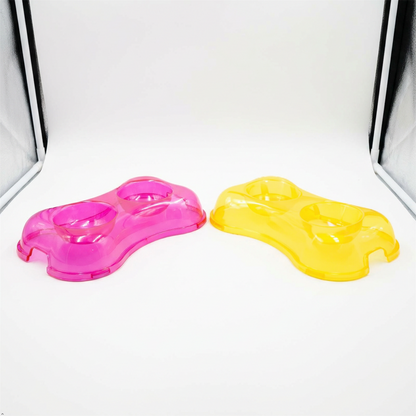 A2Z Double Pet Bowl Bone Shape Food Water Dish Twin Feeder for Cats Dogs Pack 3