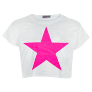 A2Z 4 Kids Girls Short Sleeves Crop Top Star Soft Feel Breathable Crop Top