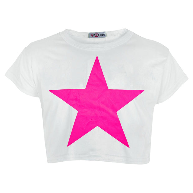 A2Z 4 Kids Girls Short Sleeves Crop Top Star Soft Feel Breathable Crop Top