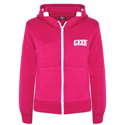 Kids Boys Girls Unisex Jackets Geek Print Fleece Zipper Hooded Hoodie Top Jacket
