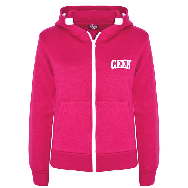 Kids Boys Girls Unisex Jackets Geek Print Fleece Zipper Hooded Hoodie Top Jacket