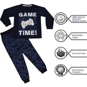 A2Z 4 Kids Game Time Navy Pyjama Set Contrast Colour PJS Matching Top Bottom Pyjamas Comfy Loungewear Dress Up Outfit Set Gifts for Children Girls & Boys Age 5-13 years - A2Z 4 Kids