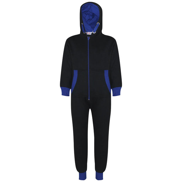 A2Z 4 Kids Girls Boys Royal Blue Contrast Fleece Onesie All In One Jumsuit Playsuit Nightwear New Age 2 3 4 5 6 7 8 9 10 11 12._13 Years