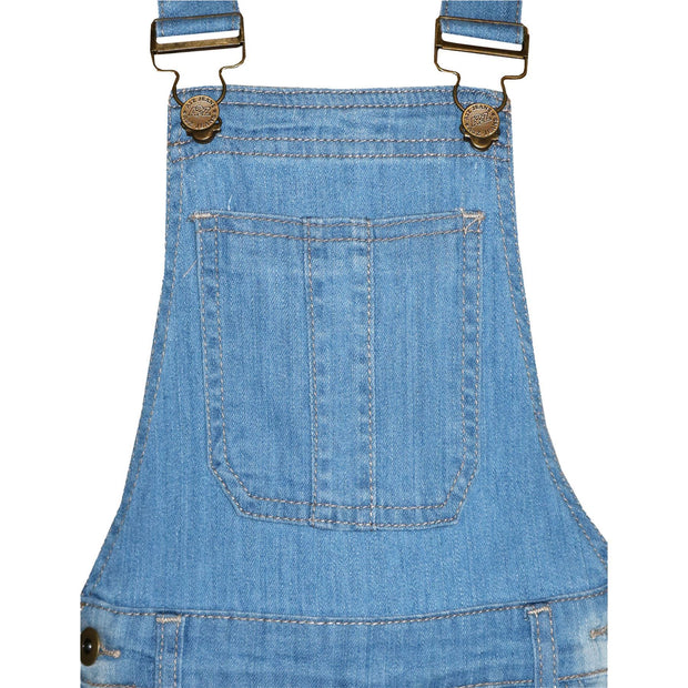 Kids Girls Denim Stretch Dungaree Shorts Jumpsuit Playsuit All In One 7-13 Years