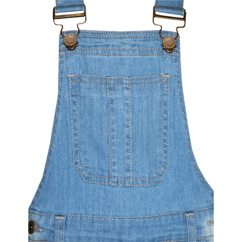 Kids Girls Denim Stretch Dungaree Shorts Jumpsuit Playsuit All In One 7-13 Years