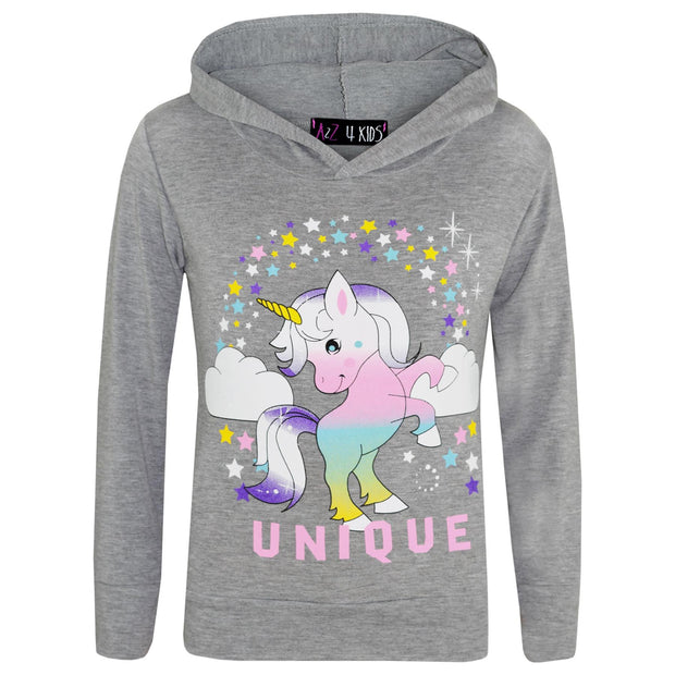 A2Z 4 Kids Girls Dabbing Unicorn Unique Tracksuit Designer's Rainbow Floss Hooded Grey Top & Legging Lounge Wear New Age 7 8 9 10 11 12 13 Years