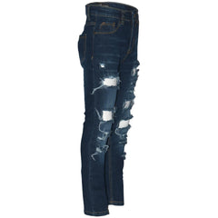 Boys Ripped Denim Jeans Comfortable Stretch Skinny Trousers Trendy Summer Pants