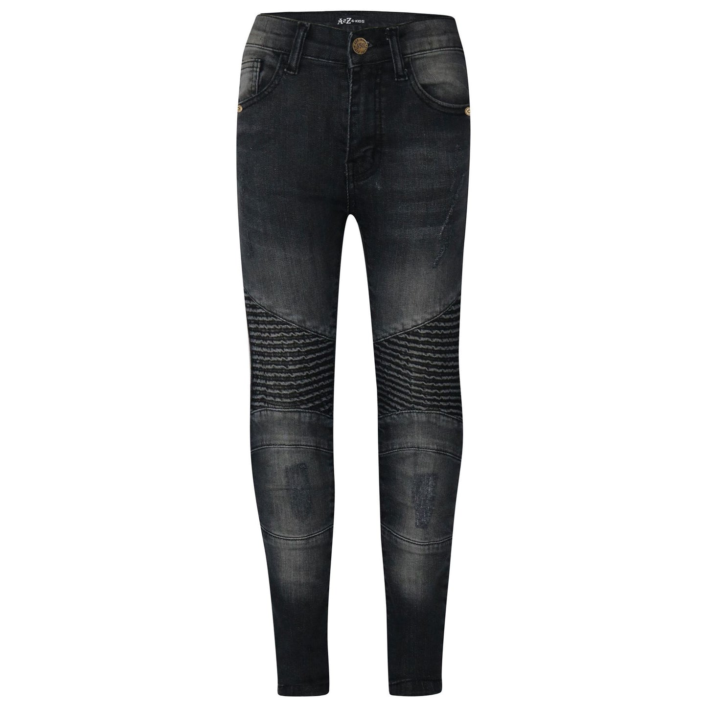 Kids Boys Stretchy Jeans Ripped Drape Panel Denim Pants Trousers New Age 5-13 Yr
