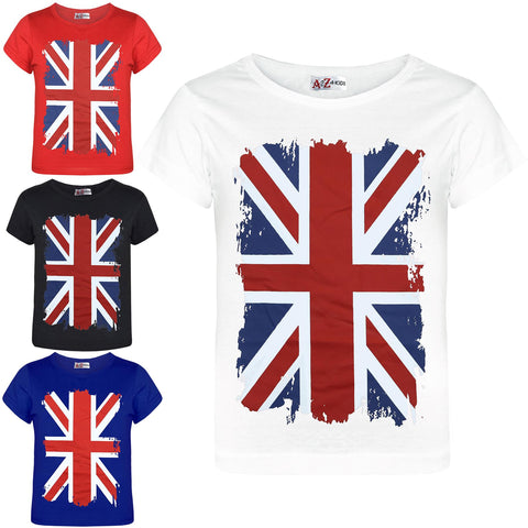 Kids Unisex England Flag Print Football World Cup Soft T Shirt Top