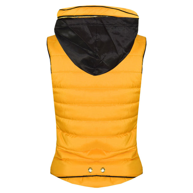 A2Z 4 Kids Kids Girls Boys Designer's Mustard Sleeveless Hooded Padded Quilted Puffer Bubble Gilet Bodywarmer Jackets New Age 5 6 7 8 9 10 11 12 13 Years