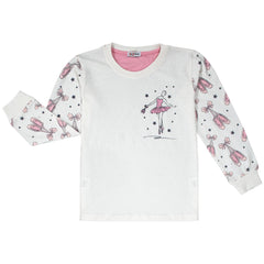 A2Z 4 Kids Girls Ballerina Print Children PJs 2 Piece Cotton Set Lounge Suit Nightwear Sleepwear Top Bottom Pyjamas Loungewear Dress Up Outfit Set Gifts for Children & Girls Age 2-13 Years