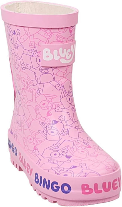 Bluey Girls Wellington Boots Toddler Kids Pink Waterproof Rain Footwear Wellies
