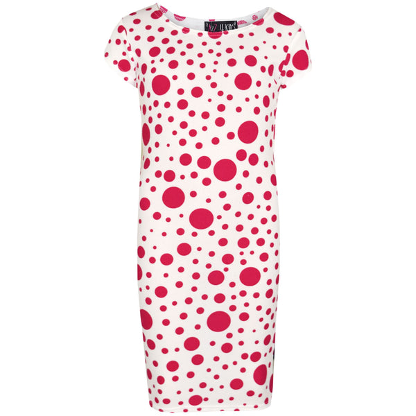 Girls Dresses Kids Pink Polka Dot Print Crop Top Legging Midi Skater Dress 7-13Y