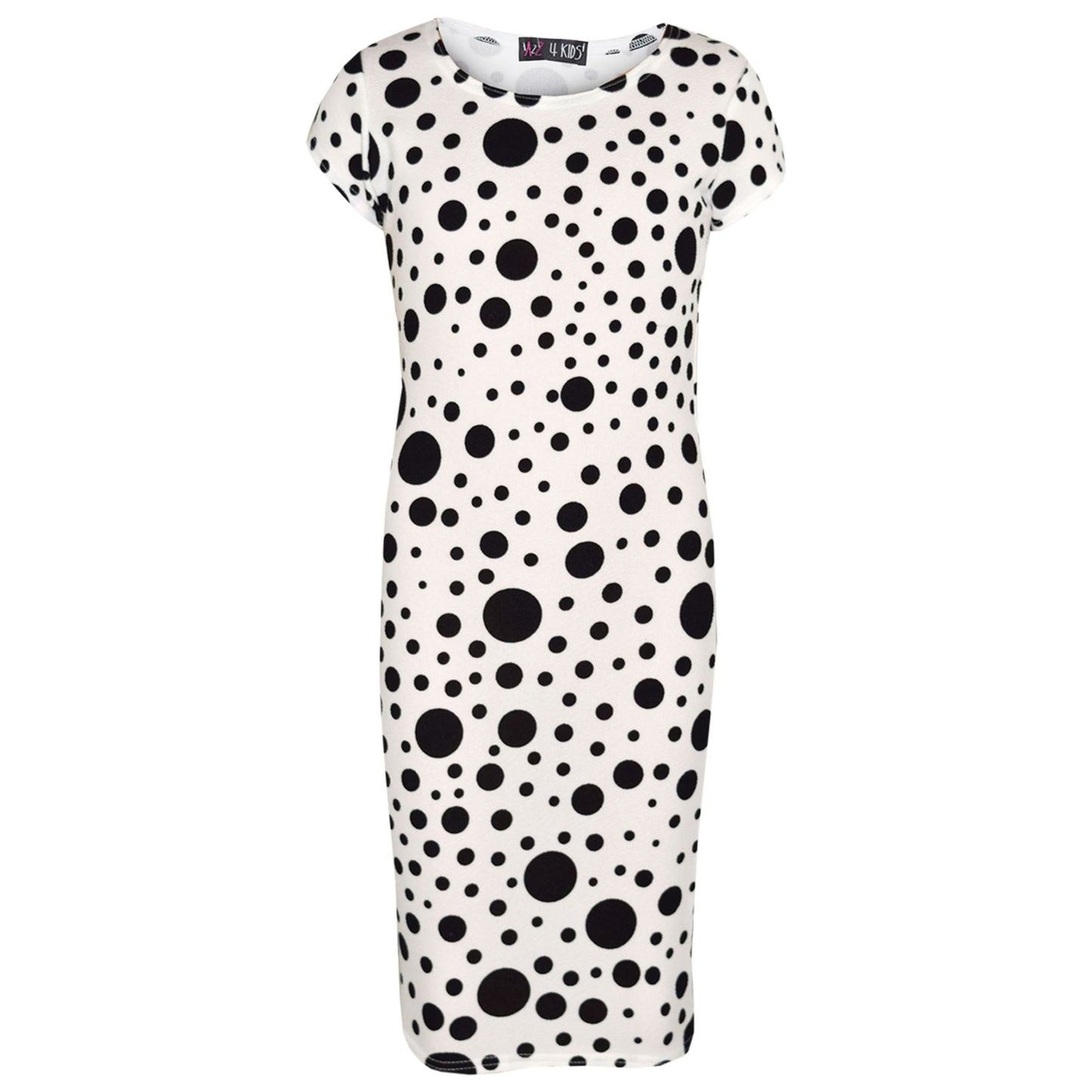Girls Dresses Kids Black Polka Dot Print Crop Top Legging Midi Skater Dress 7-13