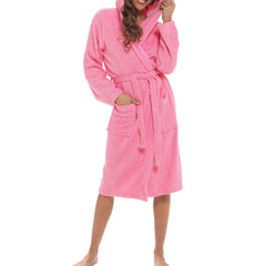 A2Z Women's Luxurious 100% Cotton Towelling Bathrobe Hooded Towel Changing Robe