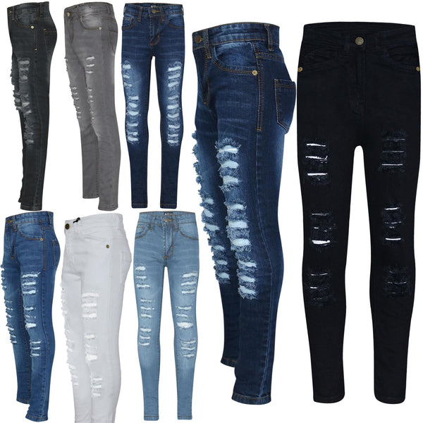 A2Z 4Kids Kids Ripped Jeans Comfort Stretch Jeans Cotton  Pants  Age 3-14 Years