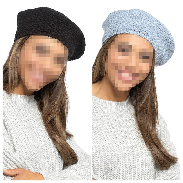 A2Z Ladies Hat Beret Knit Beanie Hats Stretchy Soft Feel Winter Warm Cozy Caps