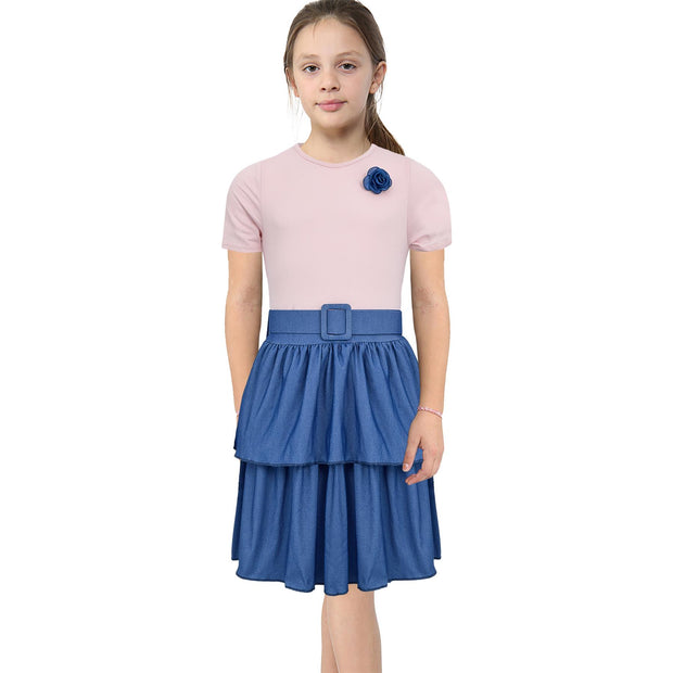 Kids Girls Summer Dress Casual Ruffle Party Dress Age 2-14