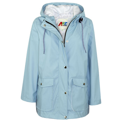 A2Z 4 Kids PU Raincoat Dusty Blue Jackets Windbreaker Waterproof Parka Shower Resistant Hooded Raincoat Girls Boys Age 5-13 Years