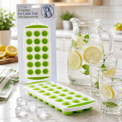 A2Z 21 Cube Ice Tray Silicone Push Up Easy Release Freezer Ice Mould PP TPR