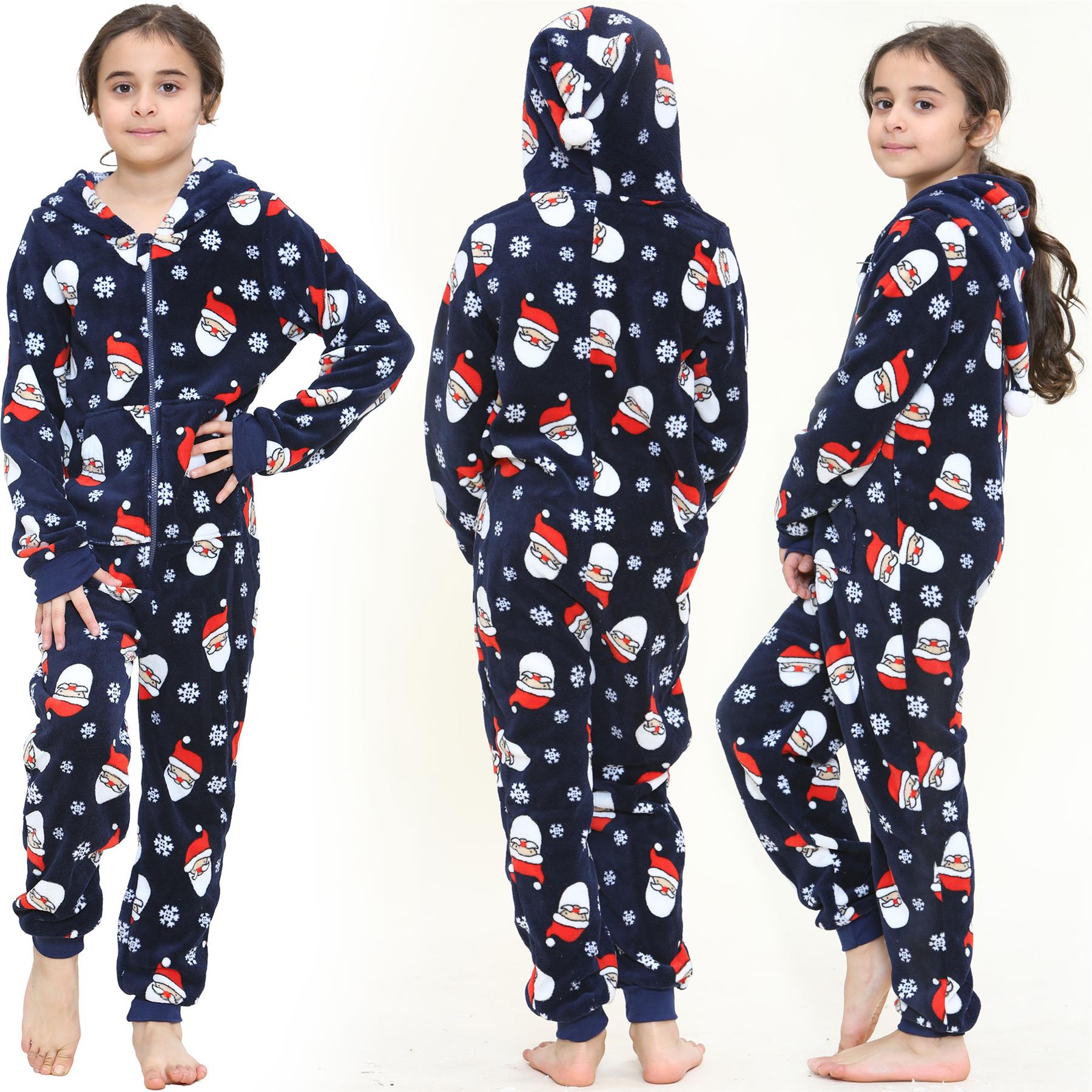 Kids Girls Boys A2Z Onesie One Piece Soft Fluffy Santa Claus Xmas Costume 7-13Yr