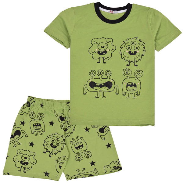 Kids Girls Boys Monster Pyjamas PJs 2 Piece Cotton Set Lounge Suit Age 5-13 Year