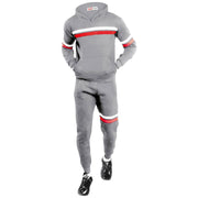 A2Z 4 Kids Girls Boys Tracksuit Designer's Plain Steel Grey Contrast With Red & White Stripes Fleece Hooded Hoodie Top Bottom Workout Running Jogging Suit Gymwear Joggers Age 5 6 7 8 9 10 11 12 13 Years