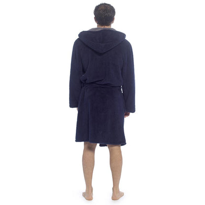 A2Z Mens Sherpa Fleece Hooded Robe Soft Warm Fluffy Bathrobe Cosy Loungewear