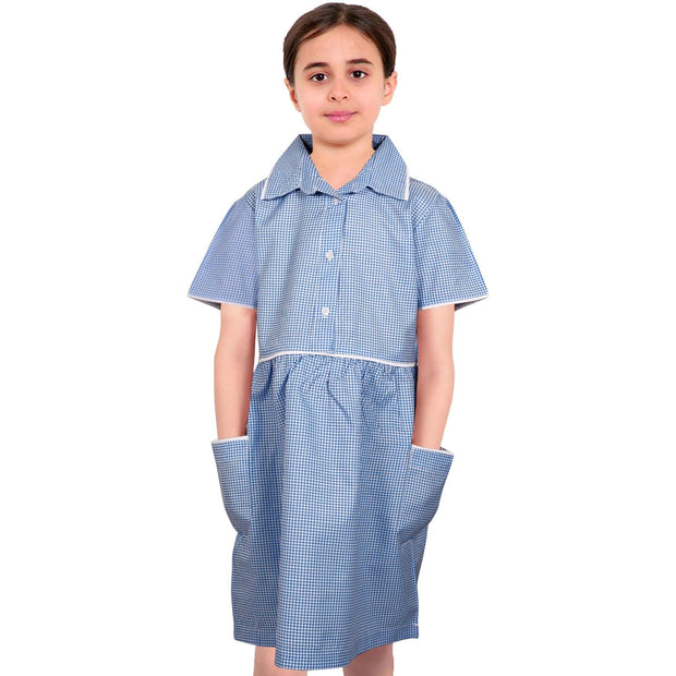 Kids Girls Gingham School Dress Check Dresses With Matching Scrunchies 2-14 - A2Z 4 Kids