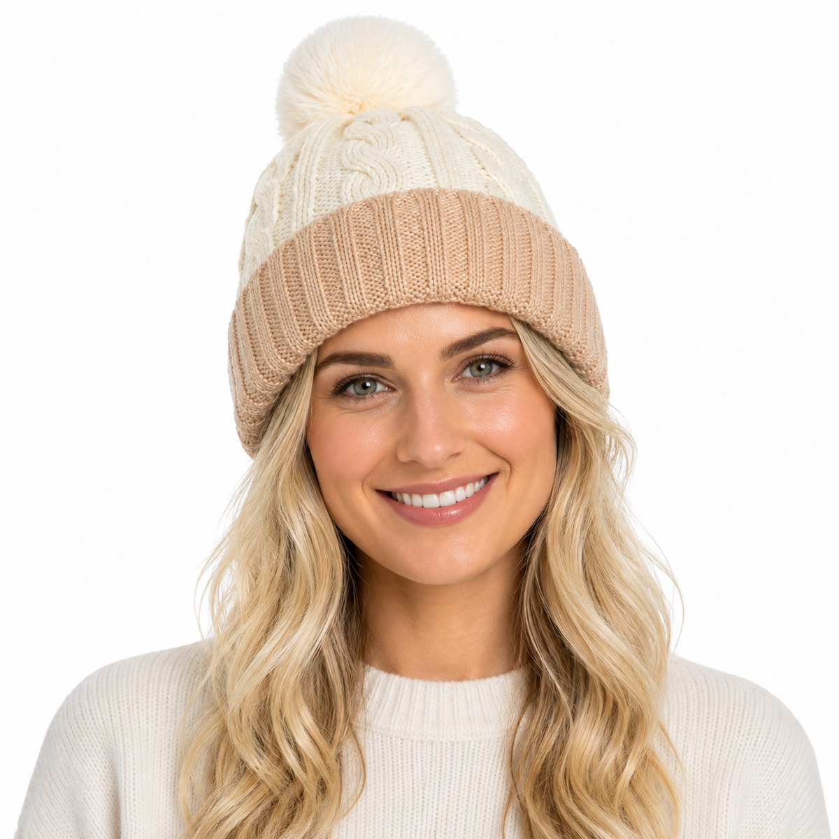 A2Z Ladies Hats Cable Chunky Bobble Knit Pom Pom Winter Warm Cozy Women Caps
