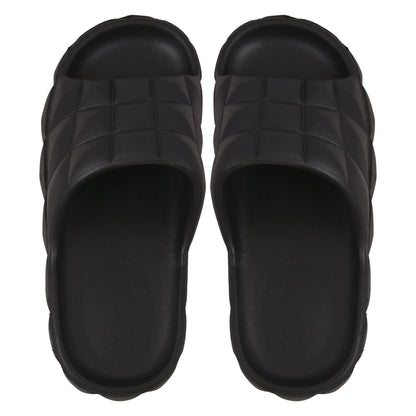 Womens Open Toe Soft Padded Diamond Slider Slip-On Casual Summer Mule Slipper