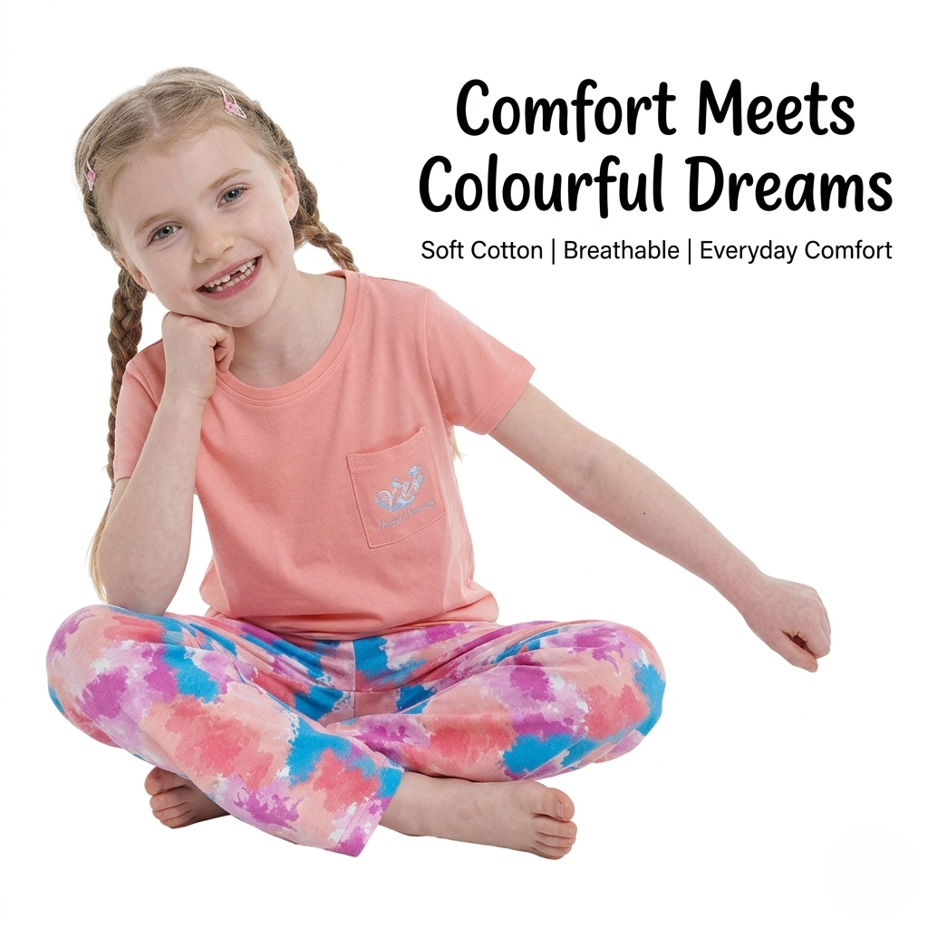 A2Z 4 Kids Girls Short Sleeve Pyjamas Set 2 Piece Comfortable Sleepwear Set