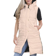 A2Z Ladies Adults Sleeveless Gilet Oversized Hooded Stone Quilted Gilet Padded Long Line Vest Jacket Sleeveless Coat Urban Winter Wear