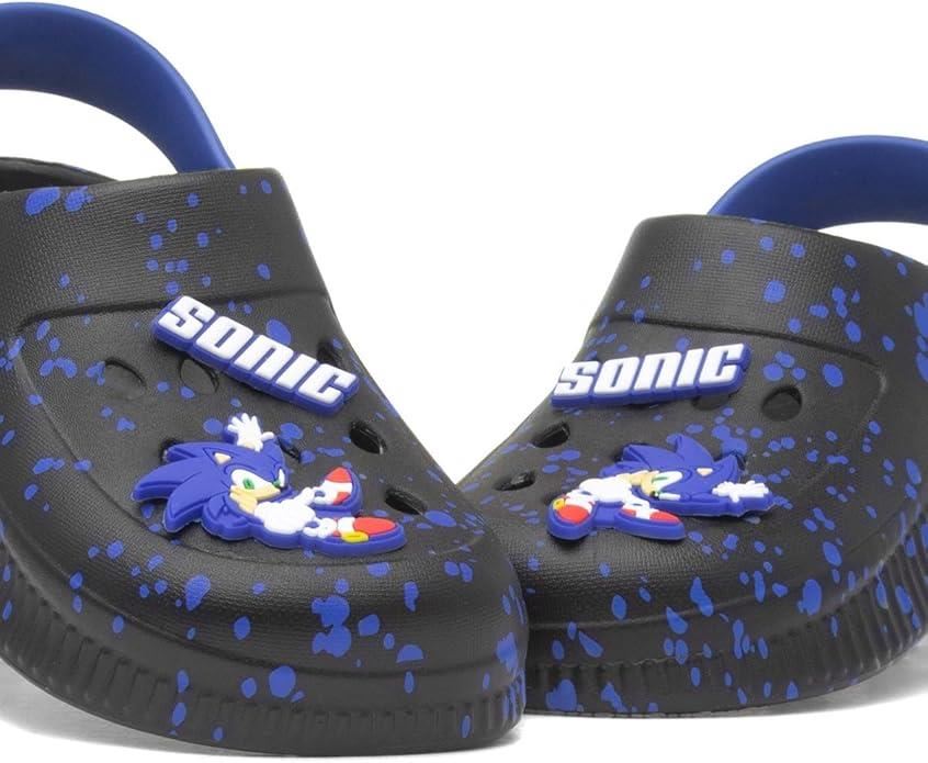 Kids Sonic The Hedgehog Boys Clogs with Charms Lightweight EVA Official Sandals