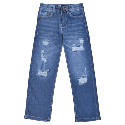 Kids Boys Relaxed Straight Fit Boot Cut Ripped Jeans for Teens Cotton Jeans 5-13