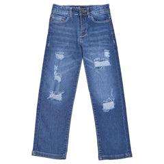 Kids Boys Relaxed Straight Fit Boot Cut Ripped Jeans for Teens Cotton Jeans 5-13