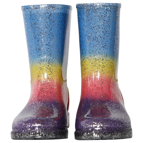 A2Z 4 Kids Girls Rainbow Rain Boots Glitter Multicolour PVC Wellington Wellies