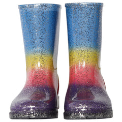 A2Z 4 Kids Girls Rainbow Rain Boots Glitter Multicolour PVC Wellington Wellies