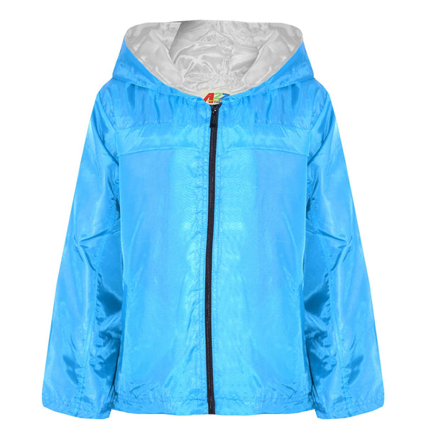 A2Z 4 Kids® Girls Boys Raincoats Jackets Kids Aqua Lightweight Kag Mac Waterproof Hooded Jacket Cagoule Rain Mac Age 5 6 7 8 9 10 11 12 13 Years