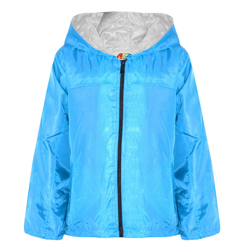 A2Z 4 Kids® Girls Boys Raincoats Jackets Kids Aqua Lightweight Kag Mac Waterproof Hooded Jacket Cagoule Rain Mac Age 5 6 7 8 9 10 11 12 13 Years