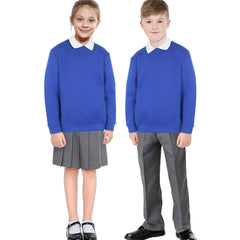 Kids Girls Boys Sweatshirt  Plain Crew Round Neck Uniform  Age 2-13 Years