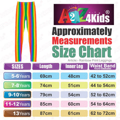 Kids Girls Legging Trendy Rainbow Fashion Party Dance Leggings New Age 7-13 Year