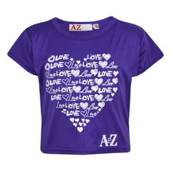 Girls Top Kids Love Print Stylish Crop Top & Fashion Legging Set Age 7-13 Years