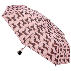 Ladies Supermini Folding Umbrella Sausage Dog AOP Lightweigh 50cm Compact Brolly