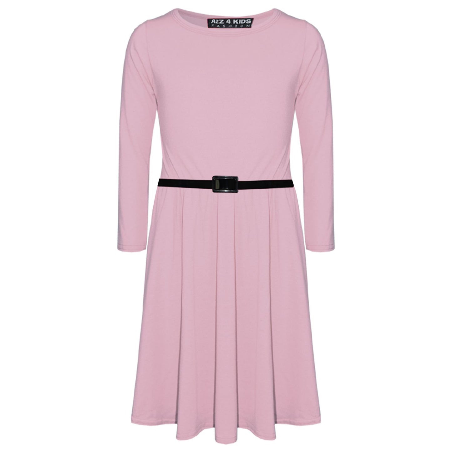 Girls Skater Dress Kids Party Fashion Dresses With Free Belt 3/4 Sleeves 7-13 Yr
