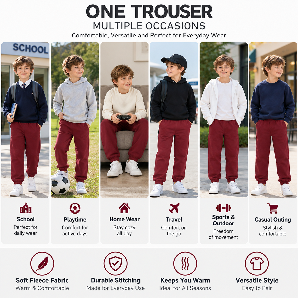 Kids Girls Boys Plain Jogging Bottoms Cuffed Joggers Sweatpants Trousers 2-14 Yr
