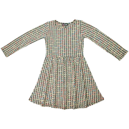Kids Girls Skater Dress Long Sleeve Tweed Texture Flared Party Summer Dresses