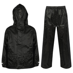 Kids Boys Girls Waterproof Hooded Rain Suit Jacket & Pants Set with Bag 3-14 Yrs