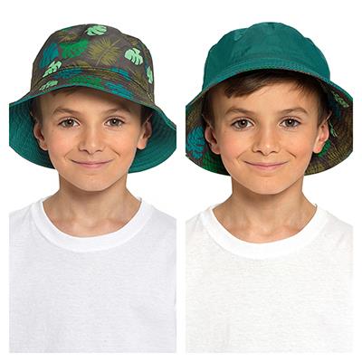 Kids Reversible Bucket Hat Summer Foldable Polyester Sun Protection Hiking Hat