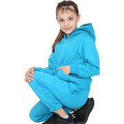 A2Z 4 Kids Girls Plain Aqua Tracksuit Hooded Sweat Hoodie & Bottom Jog Suit Joggers Age 5 6 7 8 9 10 11 12 13 Years